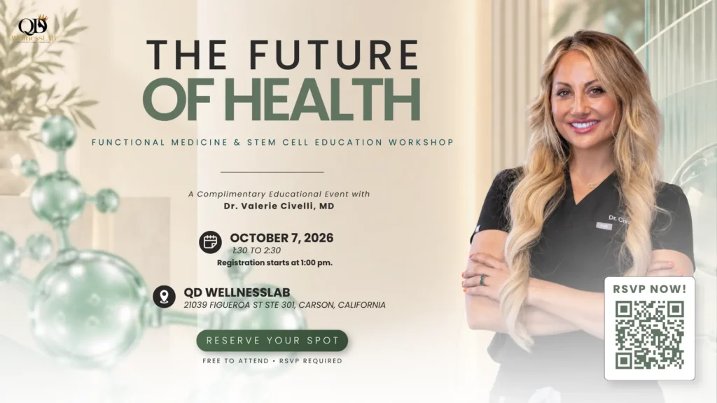 The Future of Health functional medicine and stem cell education workshop with Dr. Valerie Civelli in Carson on October 7, 2026